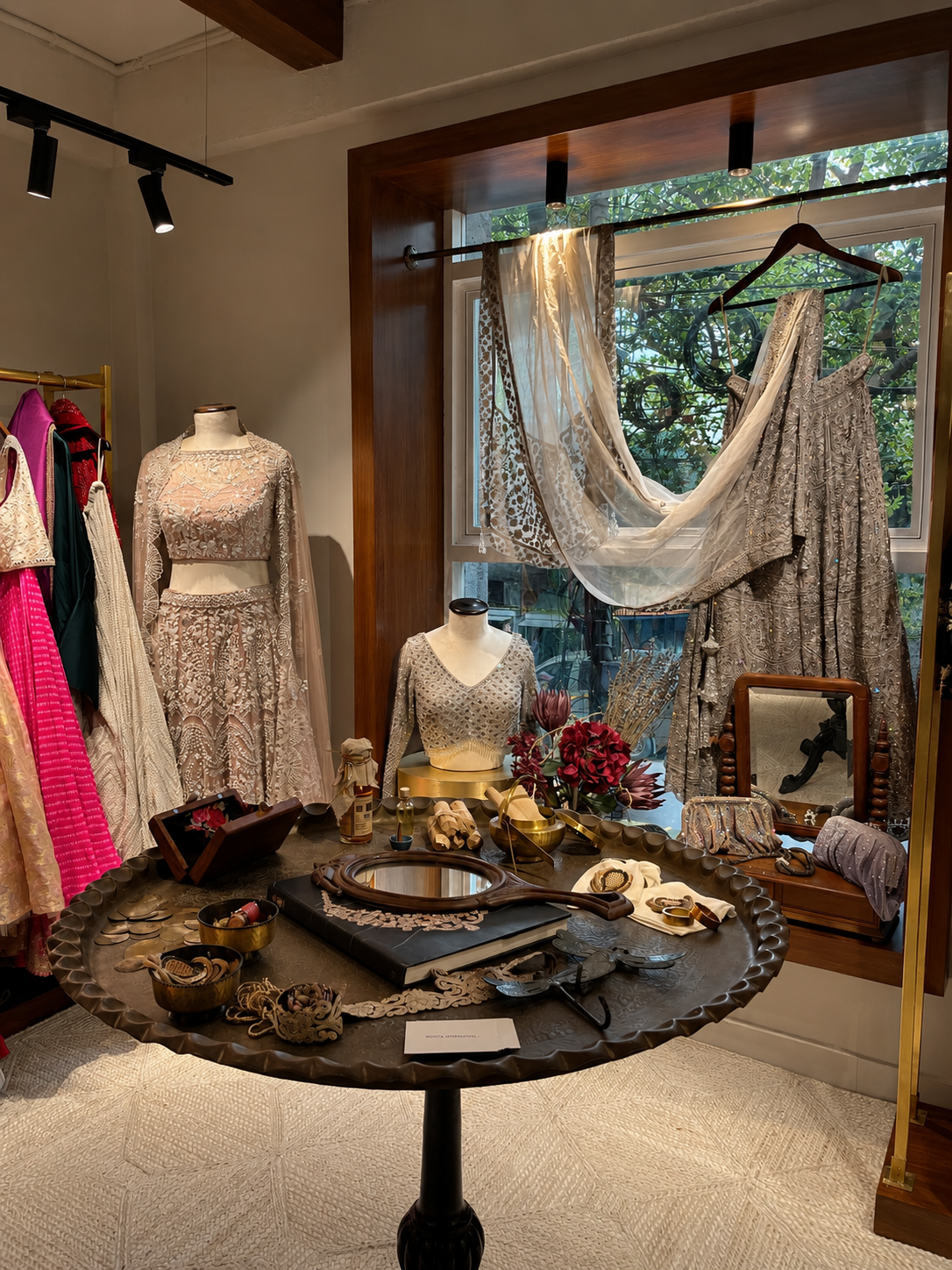 Bridal lehenga display, designer boutique, Kolkata
