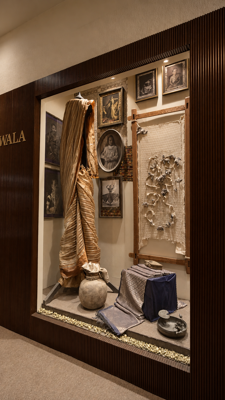 Heritage textile display niche, designer boutique, Kolkata